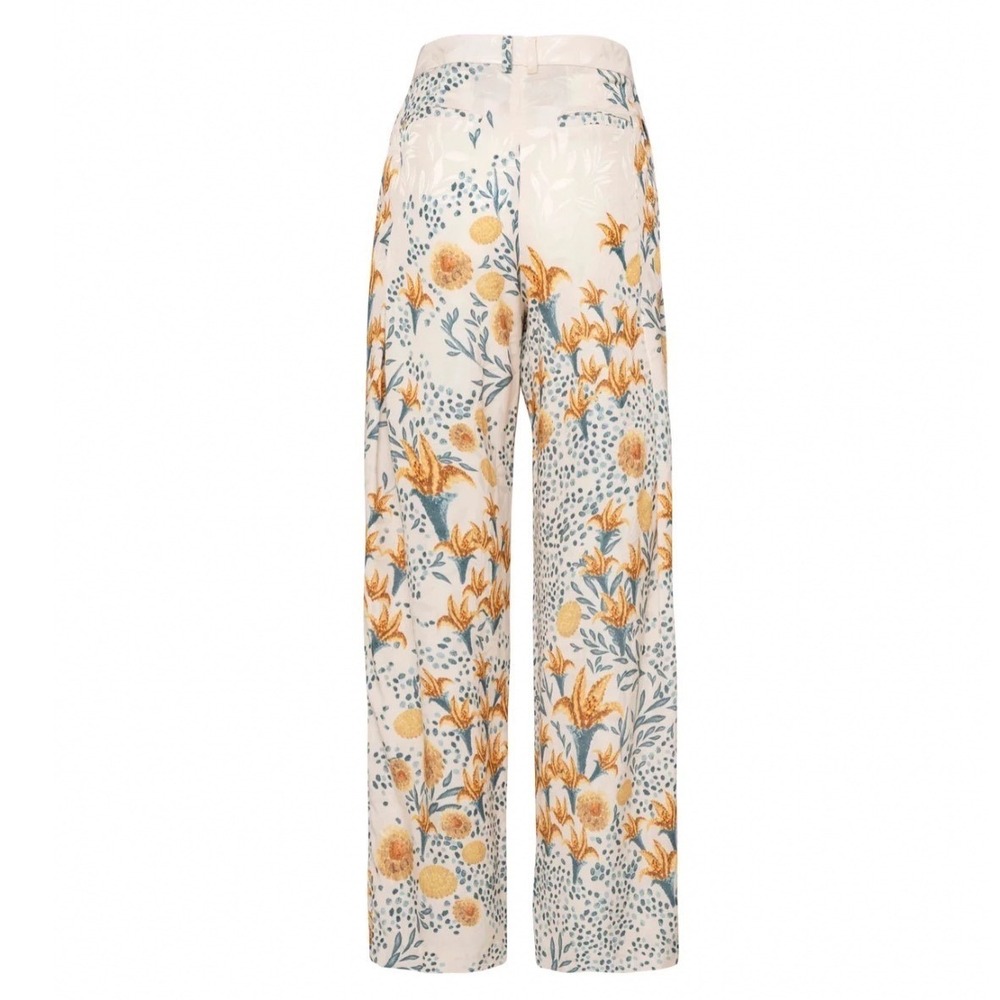Agua by Agua Bendita Florecer Capullo Floral Wide Leg Trousers Cream Large NWT - Picture 2 of 12